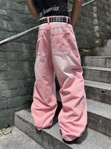 GALLERY FADE Quần Jeans Denim Túi Rộng Thoải Mái Cho Nam - Hồng - Xem 2