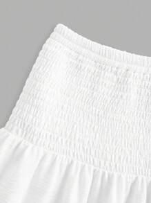 SHEIN MOD Váy xòe nhiều lớp màu trắng thường ngày dành cho nữ, thích hợp cho mùa hè, đa năng, thích hợp mặc hàng ngày, có dây rút ở eo - trắng - Xem 3