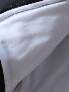 新款秋冬韩版青年男孩厚款字母刺绣立领休闲拉链夹克 - 藏蓝色 - 查看 5