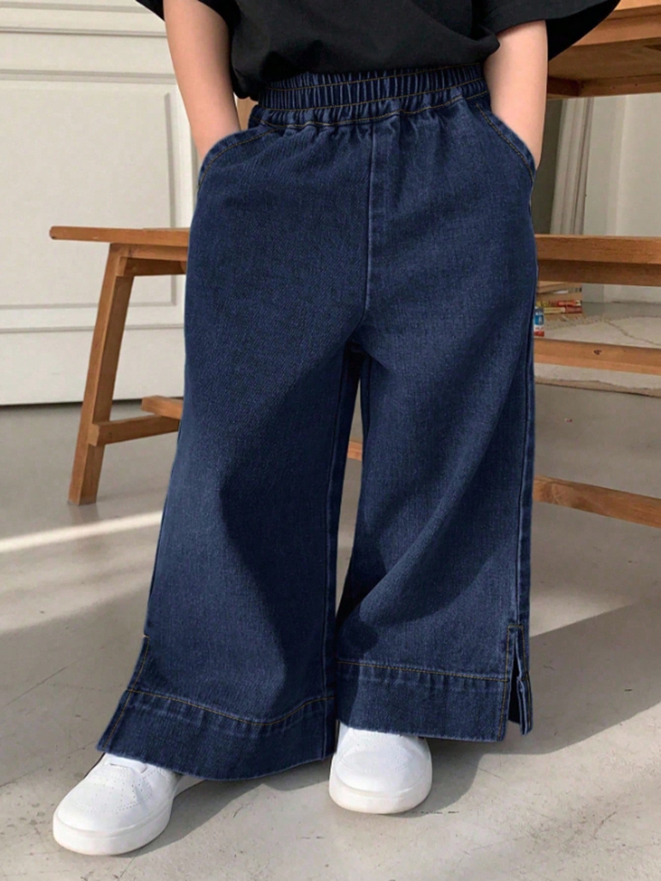 Dazy Kids سروال جينز غير رسمي للفتيات بخصر مرن وجي...