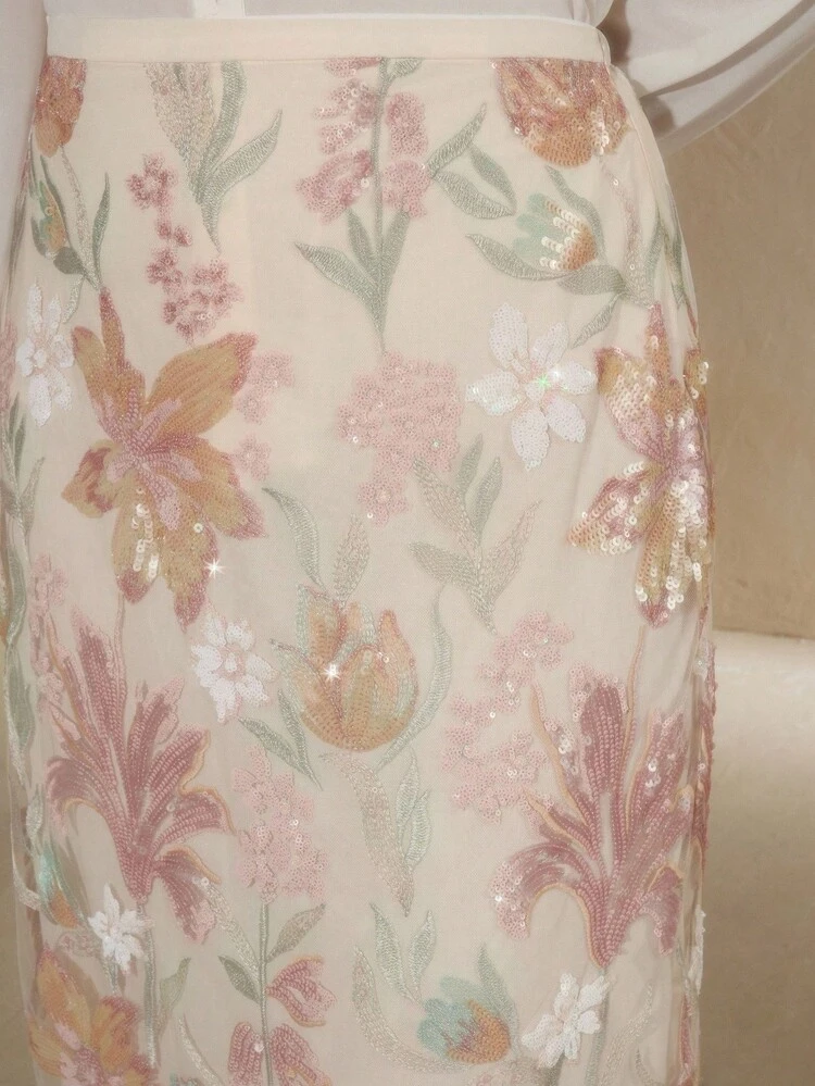 Falda elegante y de moda con diseño bordado con cuentas, para verano