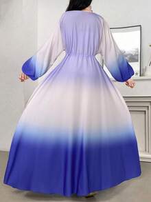 Seusyu Váy cổ chữ V in họa tiết ombre lãng mạn thanh lịch dành cho nữ - Nhiều màu - Xem 2