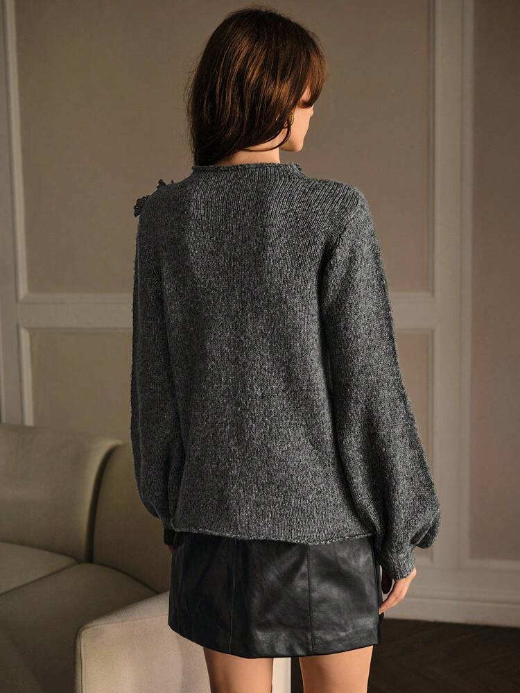 MOTF PREMIUM 秋冬立体花卉套头衫 - 灰色 - 查看 3