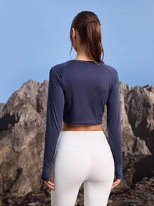 In My Nature Casual Fashionable Versatile Comfortable Long Sleeve Women Outdoor T-Shirt - Navy Blue - View 5