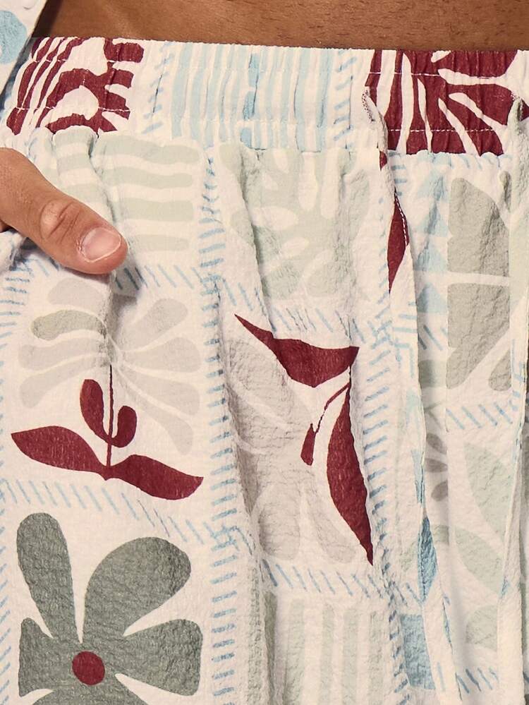 Musero Graphic Print Co-Ord Short Only Elasticated Draw String Waistband Spring Summer Holiday Vacation Poolside Beach - Multicolor - View 6