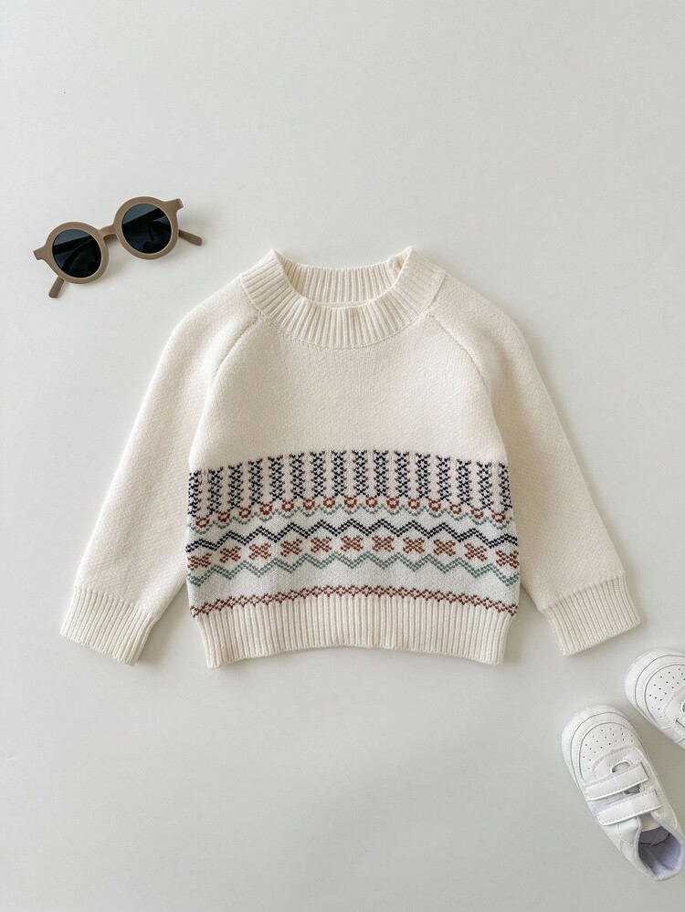 SHEIN 1. Baby Boy/Girl Casual Cute Round Neck Sweater, Autumn/Winter Kids Sweater, Unisex Baby Clothes, Baby Winter Clothes, My First Christmas Fall - Multicolor - View 4