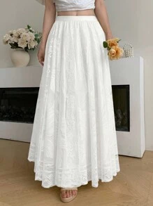 Modelyn 时尚新款蕾丝浅黄色女裙 - 杏色 - 查看 7