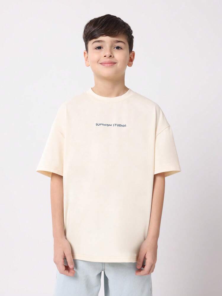 Cream Cotton T-Shirt With Lobster And Lemon Print