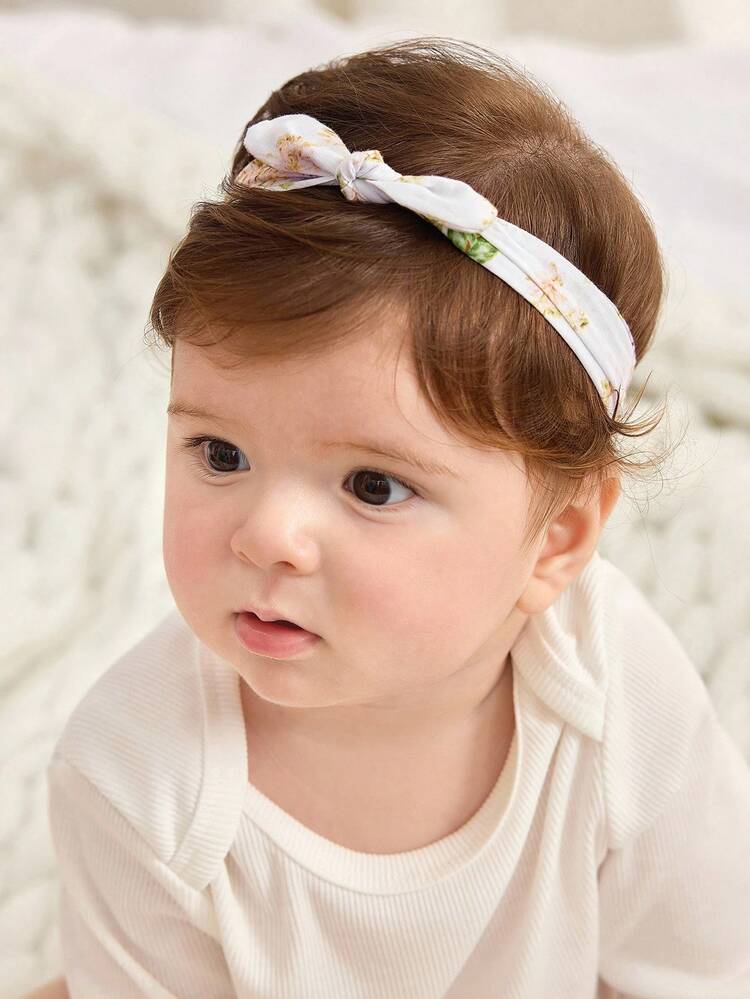 Cozy Pixies 2pcs/Set Baby Purple Bow Headband And Floral Socks Booties Set (1 Pair Booties + 1 Headband), Suitable For Newborns, Can Be Used As Gift Set - Multicolor - View 4