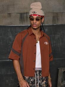 AXEPEAK Camisa casual de manga corta holgada y tejida para hombre, otoño - Multicolor - Ver 4