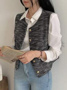 DAZY Casual Sleeveless Fitted Jacket For Women, Autumn Vest - Black - View 4