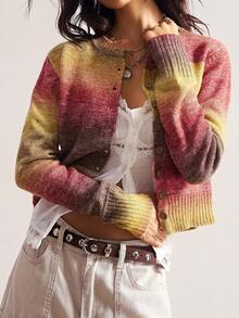 Bohemela 女士休闲条纹渐变色开衫，适合秋冬季音乐节和万圣节 - 彩色 - 查看 2