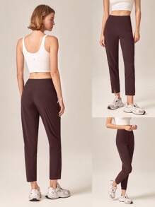 GLOWMODE 25'' VitalSwift Ultra-Light Petite Tapered Slim-Fit Slit Work Joggers Pants With Side Pockets Daily Casual Fall - Purple - View 8