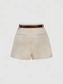 SHEIN MOD 女士时尚休闲裙裤，侧拉链开合 - 灰色 - 查看 2