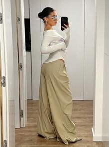 SHEIN ICON Ultratiefe Vintage weite Bein Extra lange Hose