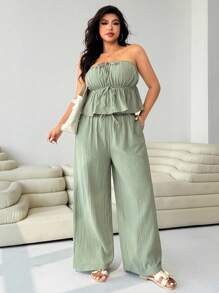 Solflare Bộ đồ lót nữ cỡ lớn 2 mảnh vải lanh cotton màu xanh lá cây, thích hợp cho ngày lễ - màu xanh lá - Xem 5