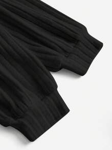 SHEIN Pregnant Women's Casual Solid Color Drawstring Hooded Long Sleeve Sweatshirt, Sweatshirt, Spring Autumn, For Maternity, For Winter - Black - View 7