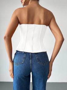 Firerie Women's Summer Solid Color Elegant Tube Top White White - White - View 2