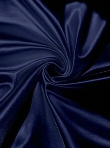 SHEIN Franclia 女士休闲纯色缎面亮面T恤衫，适合大学穿着 - 藏蓝色 - 查看 7