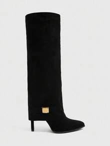 CUCCOO SZL 女士尖头高筒细高跟过膝长靴，性感时尚女士圣诞马靴