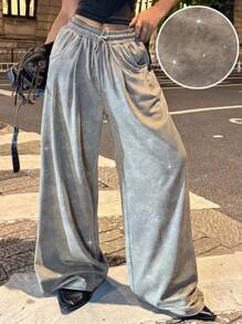 Coolane Pantalon long brillant vintage pailleté décontracté mode de rue d'été pour femmes