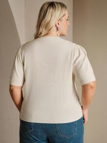 Anewsta Elegant Floral & Butterfly Embroidery Short Sleeve T-Shirt Top, Summer