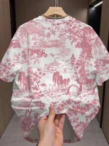 Manfinity Dauomo 字母与风景复古印花短袖时尚男士T恤，夏季