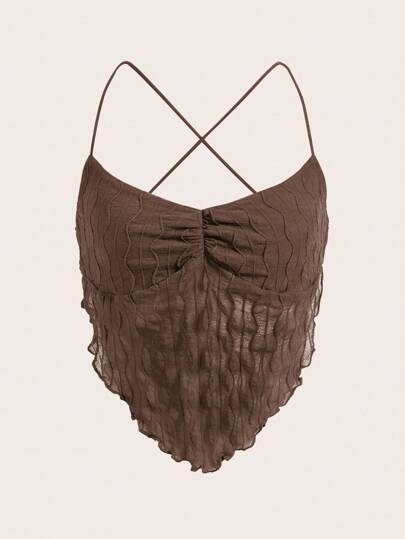 SHEIN ICON Áo crop top bandana hở lưng họa tiết đường may mùa hè