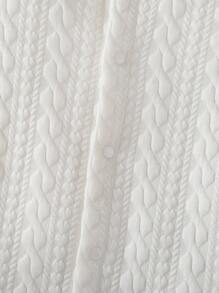 SHEIN 男婴纯色圆领长袖麻花针织连体衣，新生儿秋冬套装，针织男婴套装，新生儿婴儿套装，麻花针织连体衣，男婴服装，中性婴儿服装，男女通用天然婴儿服装，新生儿