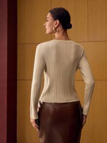 MOTF PREMIUM SUÉTER AJUSTADO CON DETALLE DE PERLAS FALSAS - Albaricoque - Ver 3