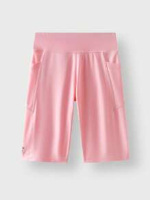JNSQ Pantalon corsaire de compression pour sports de plein air pour préadolescentes, retour à l'école. Shorts leggings ajustés pour enfants avec couture quadruple aiguille six fils sans couture, pour l'extérieur.