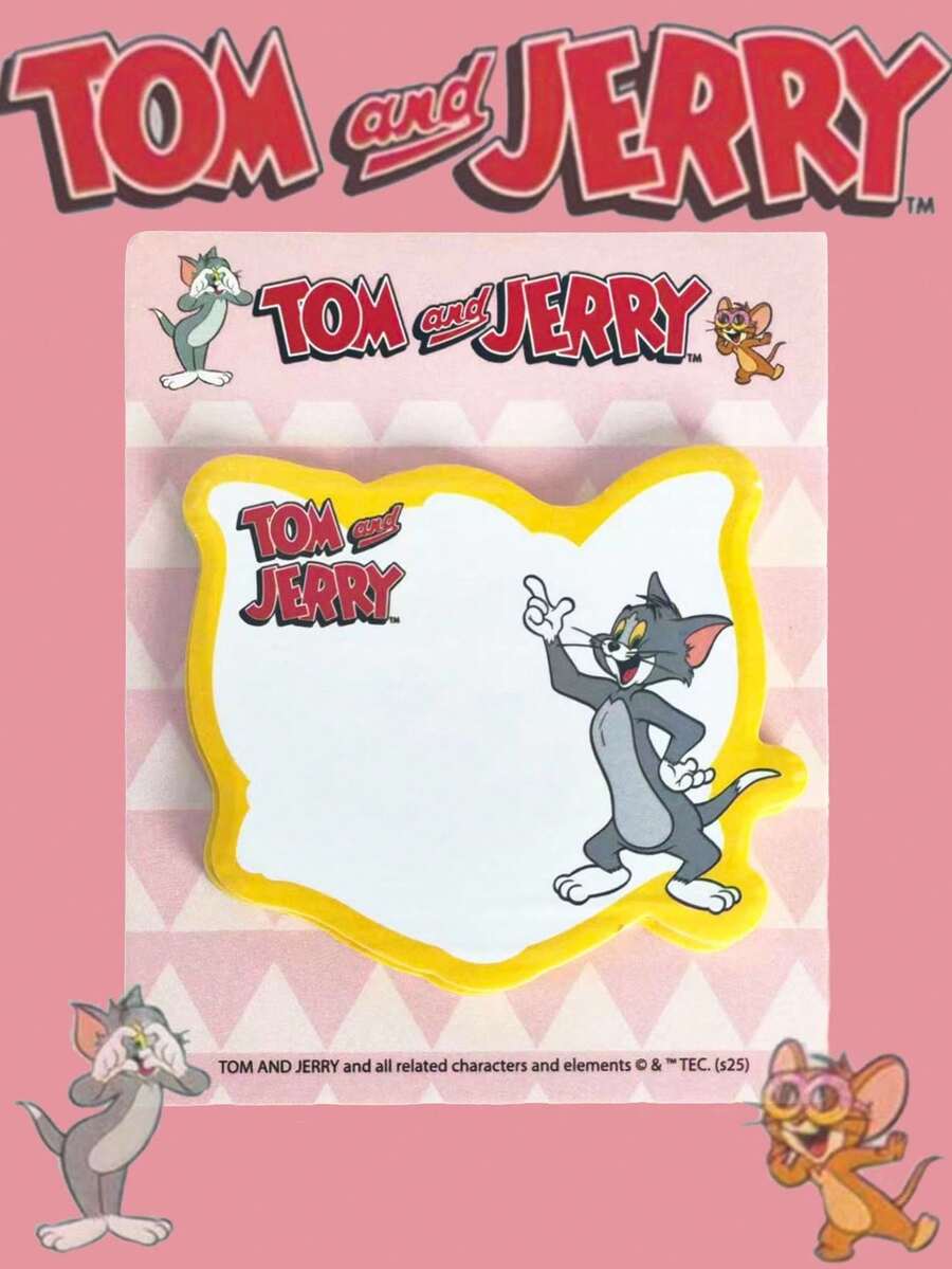 TOM & JERRY X SHEIN Set de notas adhesivas con diseño de dibujos animados - Lindos blocs de notas de dibujos animados para útiles de oficina y escuela, artículos de papelería coleccionables