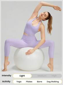 GLOWMODE FeatherFit™ Double Time Adjustable Halter Sports Bra Tank Top Light Support Low Impact Yoga Daily - Lavender Haze - View 5