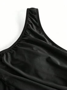 Swim Oasis Damski jednoczęściowy kostium kąpielowy jednokolorowy bez rękawów z spódnicą zakrywającą