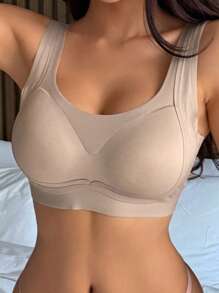 DAZY Einfarbiger nahtloser gepolsterter drahtloser BH für Frauen