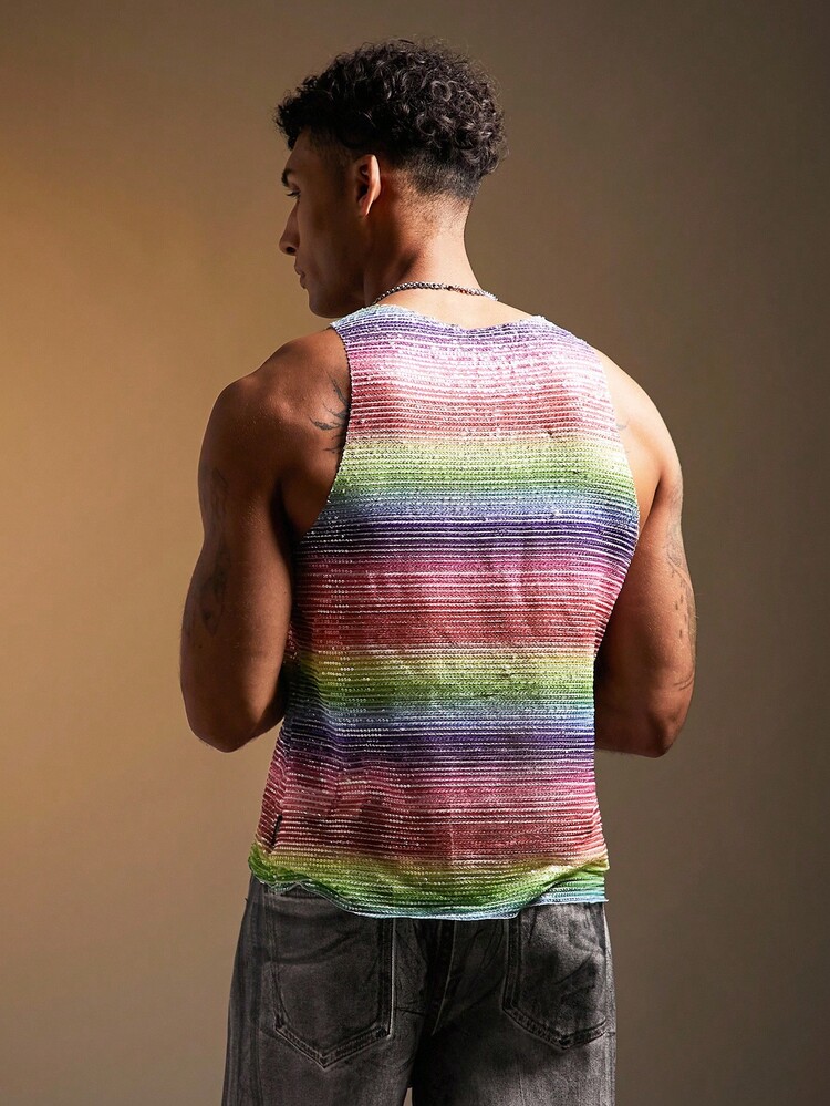 FeverCity 男士时尚彩色条纹背心，夏季 - 彩色 - 查看 2