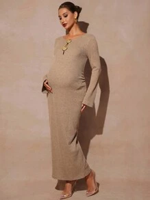 MaterniChic Elegant Maternity Dress With Shell Decor Flare Sleeves  Fall Clothes Fall Dresses Maternity  Wedding Guest Dress Maternity  Baby Shower Dress Old Money Dress