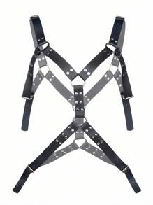 SHEIN Dây nịt da trang trí đinh tán hình chữ O cho nam - màu đen - Xem 1