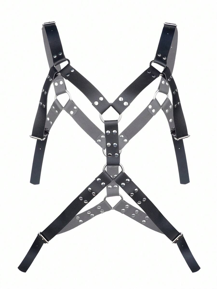 SHEIN Dây nịt da trang trí đinh tán hình chữ O cho nam - màu đen - Xem 1