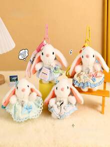 1PC Creative Fluffy Princess Dress Bunny Keychain Cute Cartoon Lop Ear Rabbit Doll Changeable Outfit Bag Charm Exquisite Gift For Women Girls Friends Birthday Valentine Christmas Party Kawaii Aesthetic Fashion Accessories - Multicolor - View 4