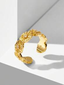 MOTF PREMIUM 18K镀金花形开口戒指