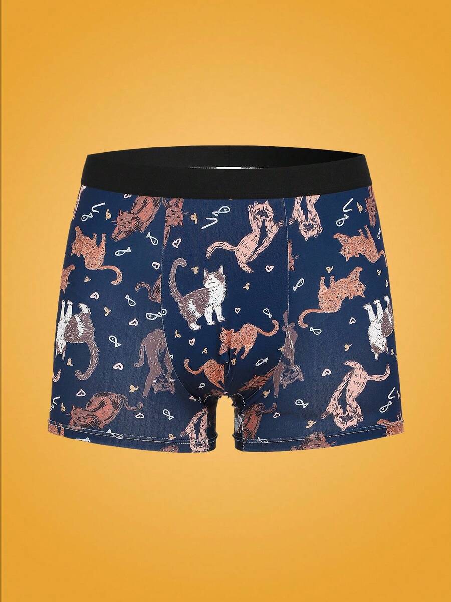 Manfinity Men's Briefs (Cats Digital Print) - Navy Blue - View 1