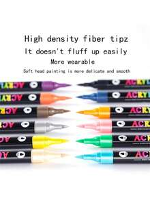 24/48/72 Color Acrylic Marker Pens, Rock Painting Kit Stone Paint Pens Set Ceramic, Glass, Wood, DIY Crafts Drawing Art Craft School Supplied Back To School - Double-ended acrylic pen - View 3