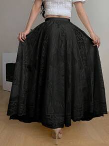 Modelyn 时尚新款蕾丝浅黄色女裙 - 黑色 - 查看 3