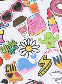 50 张混合图案贴纸 计划贴纸 贴纸套装 日记贴纸 可爱贴纸 字母贴纸 可爱贴纸 - 彩色 - 查看 9