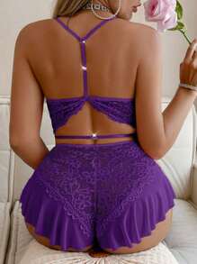 性感蕾丝吊带连体睡衣，露脐设计