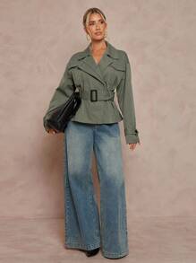 Lumalex 秋季 朴素 复古 金钱 闪光 节日 派对 狂欢 节日 郊游 假期 波西米亚风 户外 层次丰富 婚礼 季节 宴会 成人礼 领口 束腰 腰部 工装 口袋 对比 纽扣 短款 女式 宽款 女式 女士 女士 女士 腰带 女士 - 綠色 - 查看 3