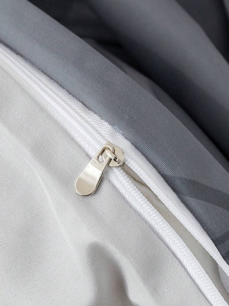 TOM & JERRY X SHEIN 3pc Cartoon Pattern Gray Quilt Cover Set, Soft, Comfortable, Warm, Machine Washable, Suitable For Single Bed/Double Bed/Queen Bed/King Bed, Dormitory/Home - Grey - View 6