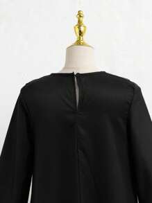 Tween Girls Casual Inspired Long Cardigan Dress - Black - View 3