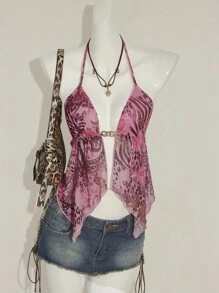 SHEIN ICON Áo hai dây hở lưng in họa tiết hoa cổ điển gợi cảm thời trang dành cho nữ - Nhiều màu - Xem 5